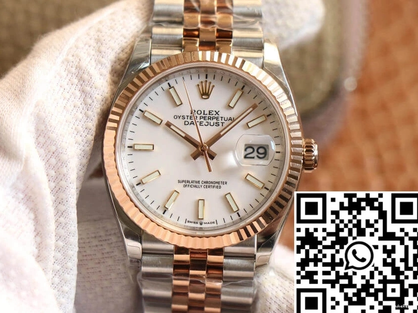 Datejust White M126231-0017 EW Rolex Dial Rose Factory Gold 0314